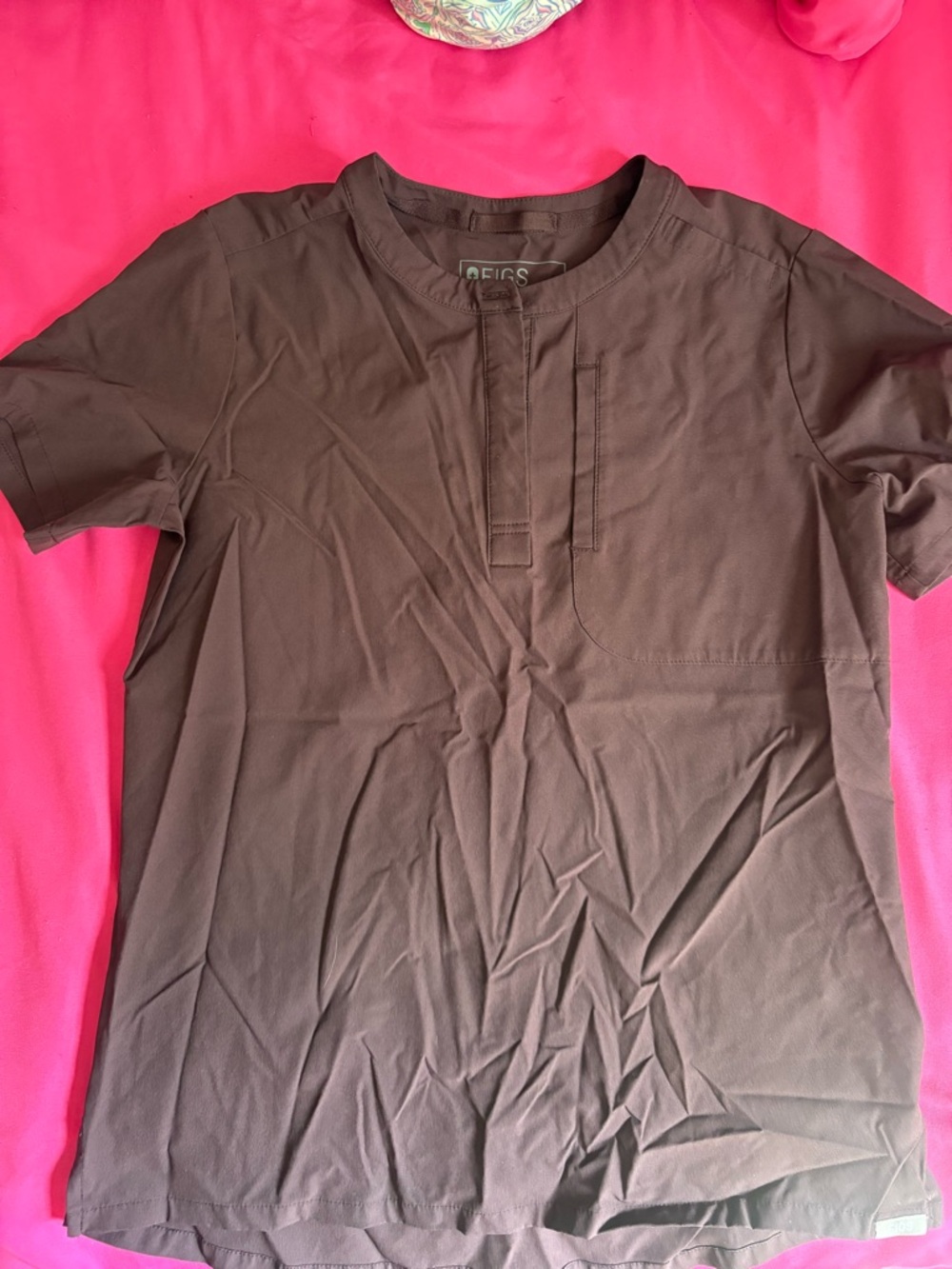Figs Women's Short-Sleeve Henley Top - Brown and Bottoms